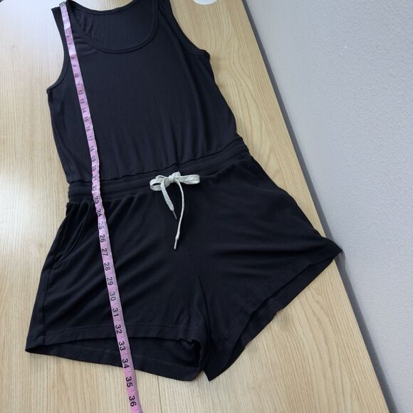 Vuori Torrey Romper Black Ribbed Drawstring Tank One Piece Womens Small - Picture 10 of 12